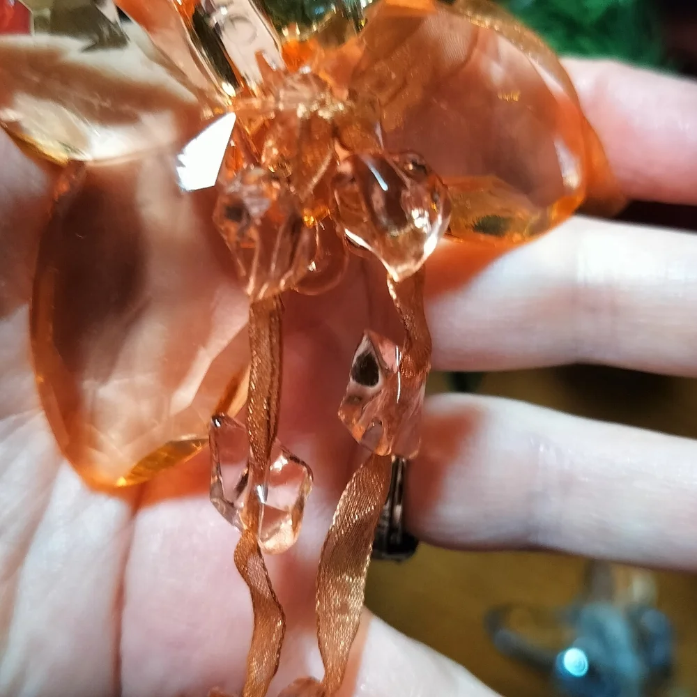 Two Dangling Butterfly Christmas Ornaments